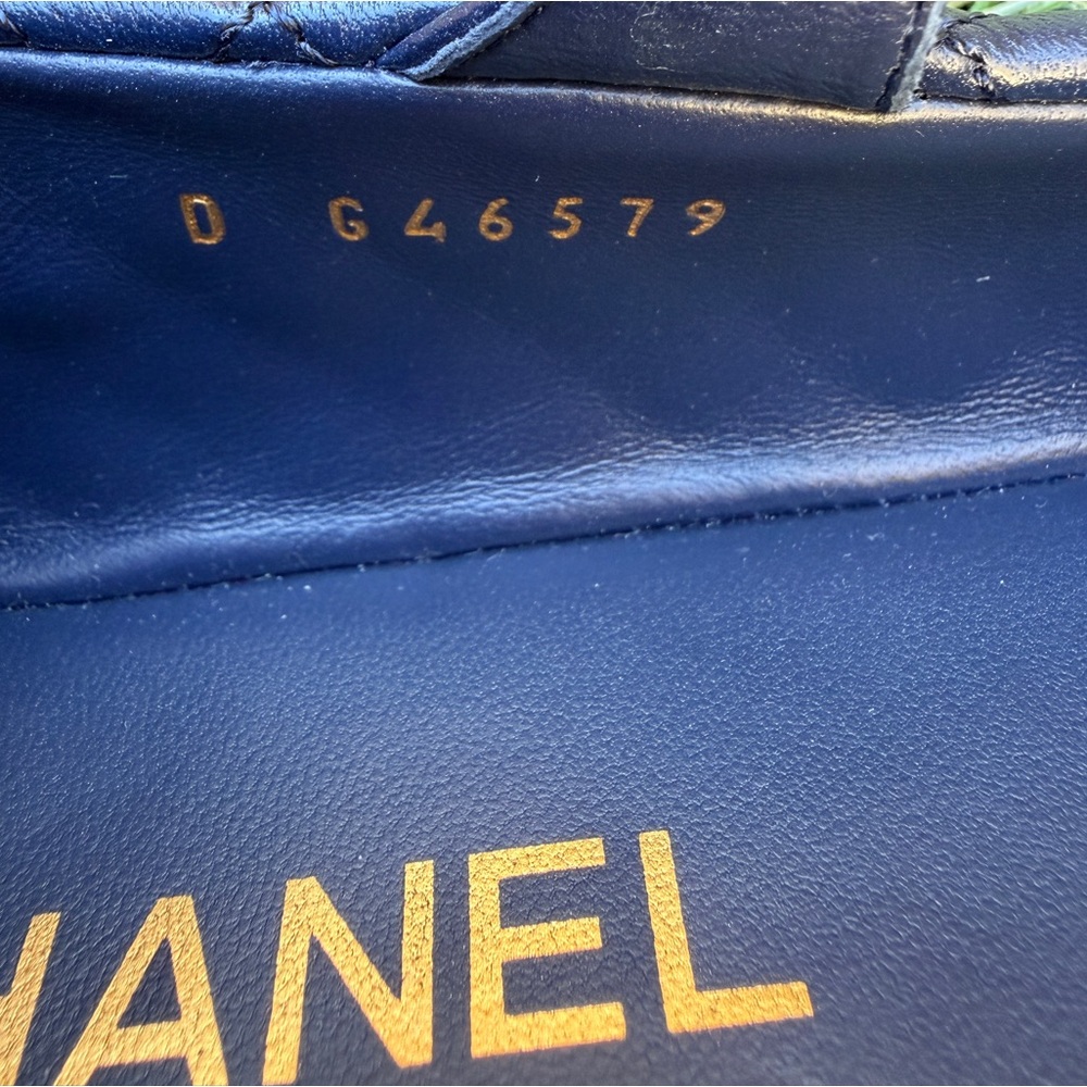 CHANEL CC LOGO BLUE LEATHER MARYJANE BALLET FLATS SHOES QUILTED BLACK CAP TOE 42 - Picture 13 of 17